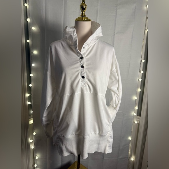 White Button-Up Women's Hoodie - Picture 1 of 8